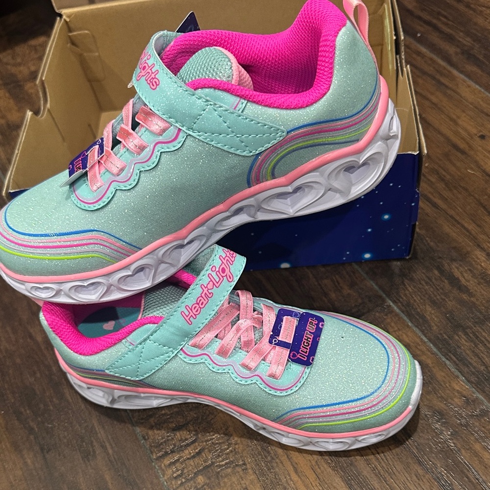 Skechers Kids' Sparkle Sneakers - Aqua and Pink